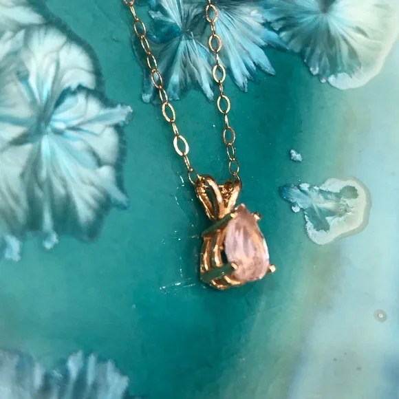 Dainty 14K Yellow Gold Montana Sapphire Pendant on Dainty 14K Chain - Picture 8 of 17